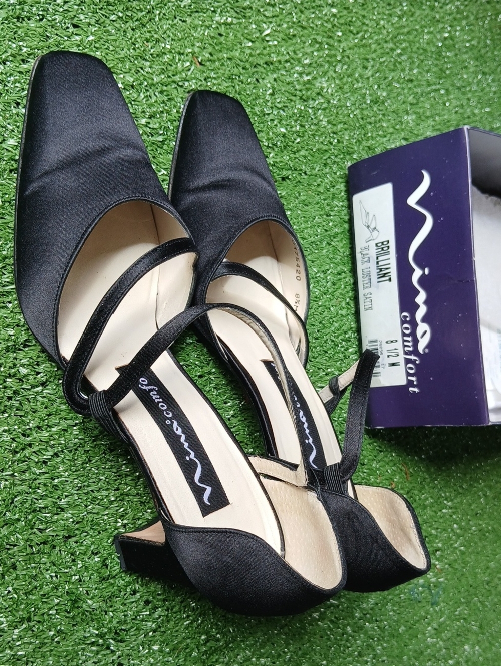 Satin Black Slingback Heels for Women